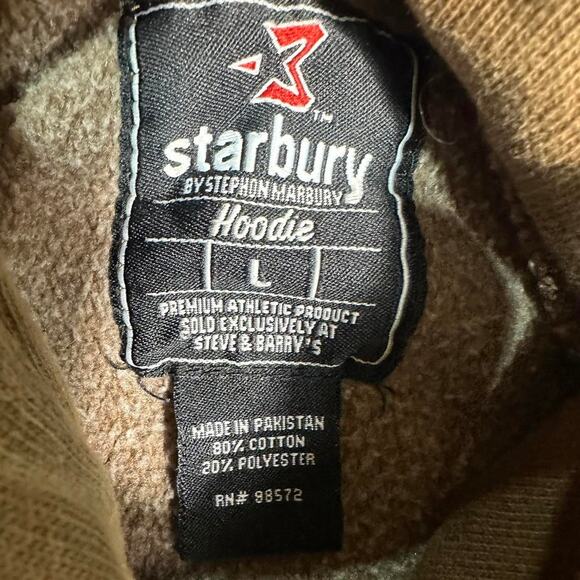 Vintage Y2K Skater Grunge Hoodie Mens Large Brown Tan Yellow Hooded Sweatshirt - Picture 4 of 5